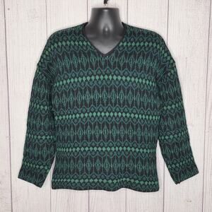 Vintage 70s Original Iceland Hans Heitsch Lambswool Sweater Sweden L Green